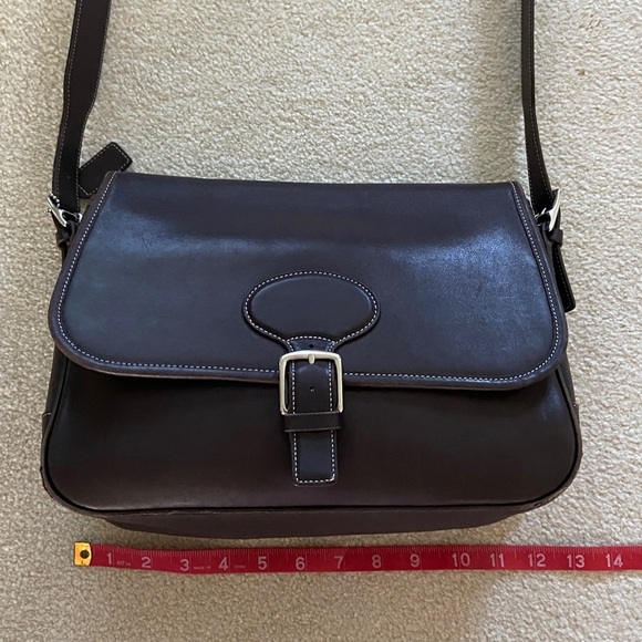 Coach Vintage Dark Brown Leather Messenger Bag #NoK1S-7750 with silver hardware - Picture 5 of 16